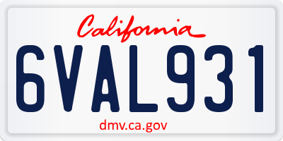 CA license plate 6VAL931