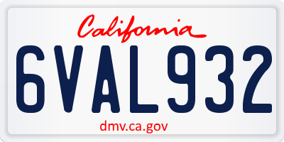 CA license plate 6VAL932