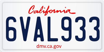 CA license plate 6VAL933