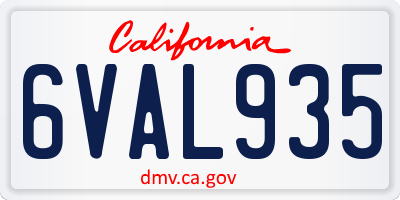 CA license plate 6VAL935