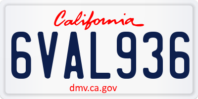 CA license plate 6VAL936