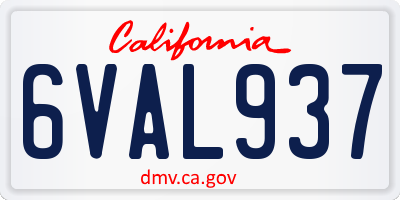 CA license plate 6VAL937