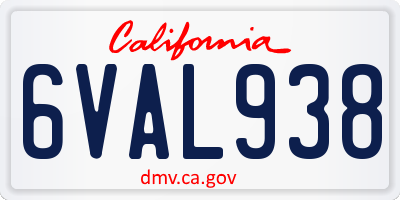 CA license plate 6VAL938