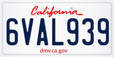 CA license plate 6VAL939