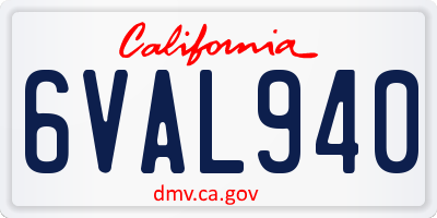 CA license plate 6VAL940