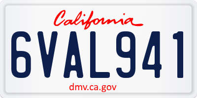 CA license plate 6VAL941