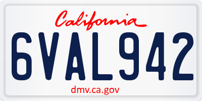CA license plate 6VAL942