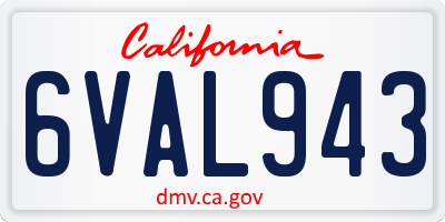CA license plate 6VAL943
