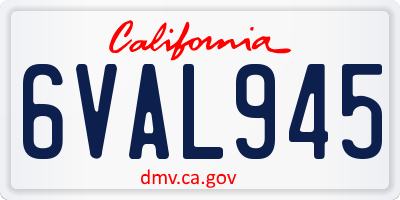 CA license plate 6VAL945
