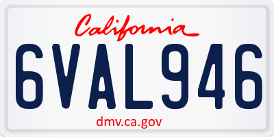 CA license plate 6VAL946