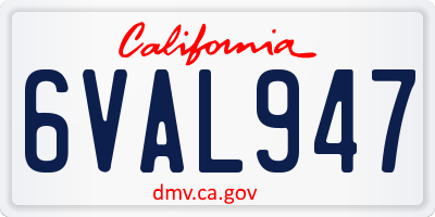 CA license plate 6VAL947