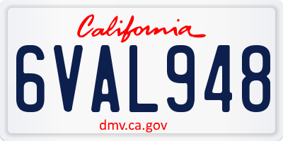 CA license plate 6VAL948