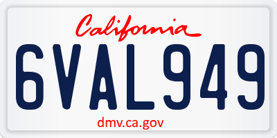 CA license plate 6VAL949