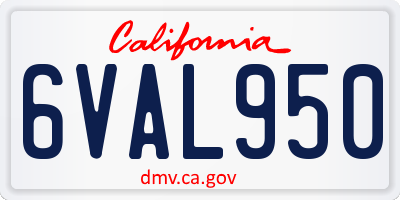 CA license plate 6VAL950