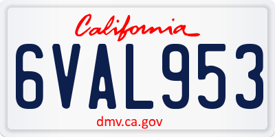 CA license plate 6VAL953