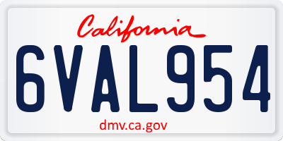 CA license plate 6VAL954