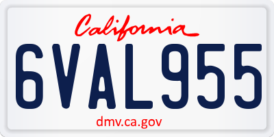 CA license plate 6VAL955