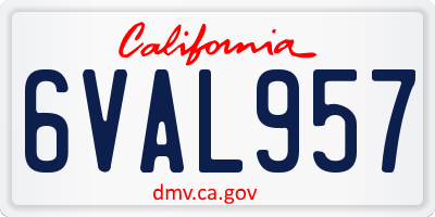 CA license plate 6VAL957