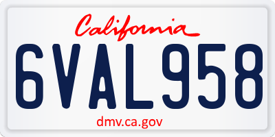 CA license plate 6VAL958