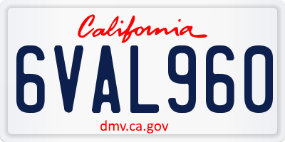 CA license plate 6VAL960