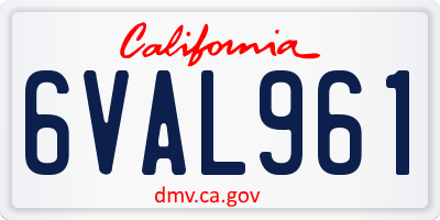 CA license plate 6VAL961