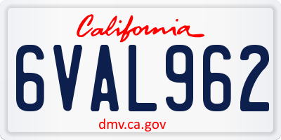 CA license plate 6VAL962