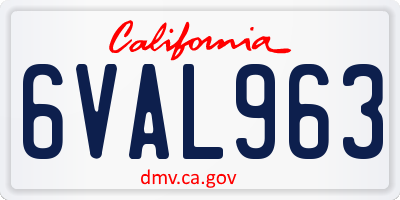 CA license plate 6VAL963