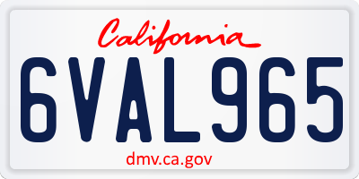 CA license plate 6VAL965