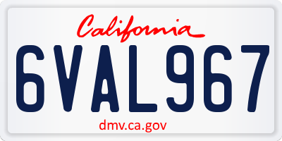 CA license plate 6VAL967