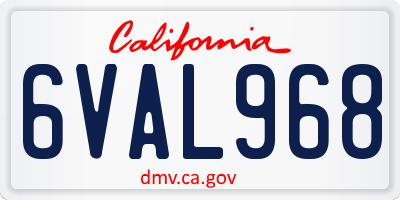 CA license plate 6VAL968