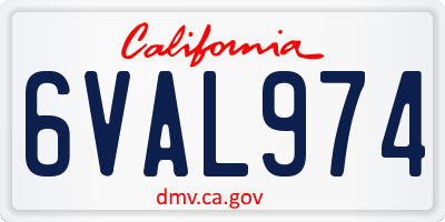 CA license plate 6VAL974