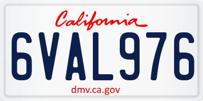 CA license plate 6VAL976