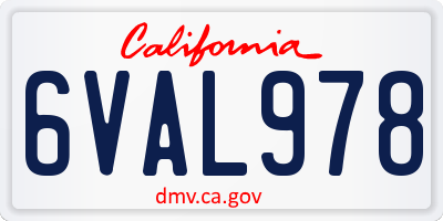 CA license plate 6VAL978
