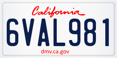 CA license plate 6VAL981