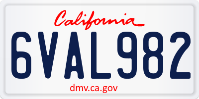 CA license plate 6VAL982
