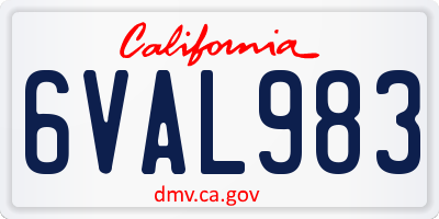 CA license plate 6VAL983