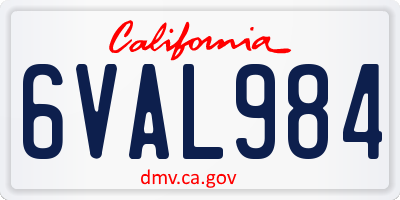 CA license plate 6VAL984