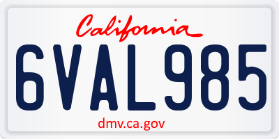 CA license plate 6VAL985