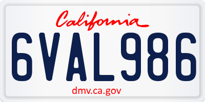 CA license plate 6VAL986
