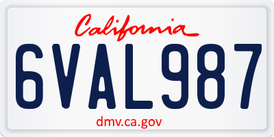 CA license plate 6VAL987