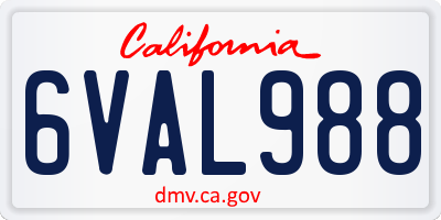 CA license plate 6VAL988