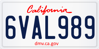 CA license plate 6VAL989