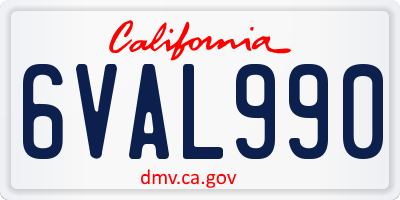CA license plate 6VAL990