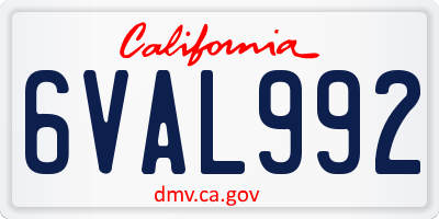 CA license plate 6VAL992
