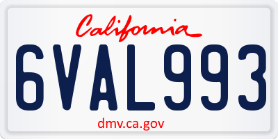 CA license plate 6VAL993