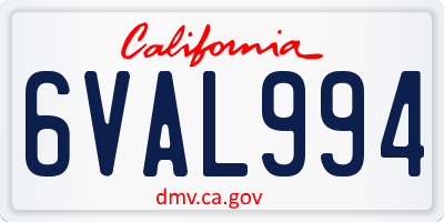 CA license plate 6VAL994