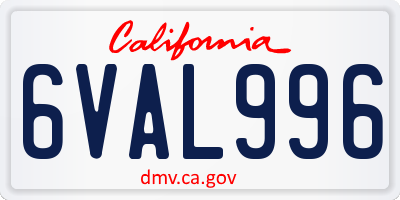 CA license plate 6VAL996