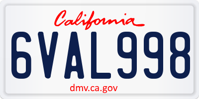 CA license plate 6VAL998