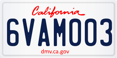 CA license plate 6VAM003