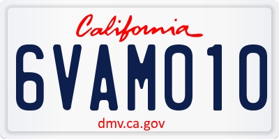 CA license plate 6VAM010